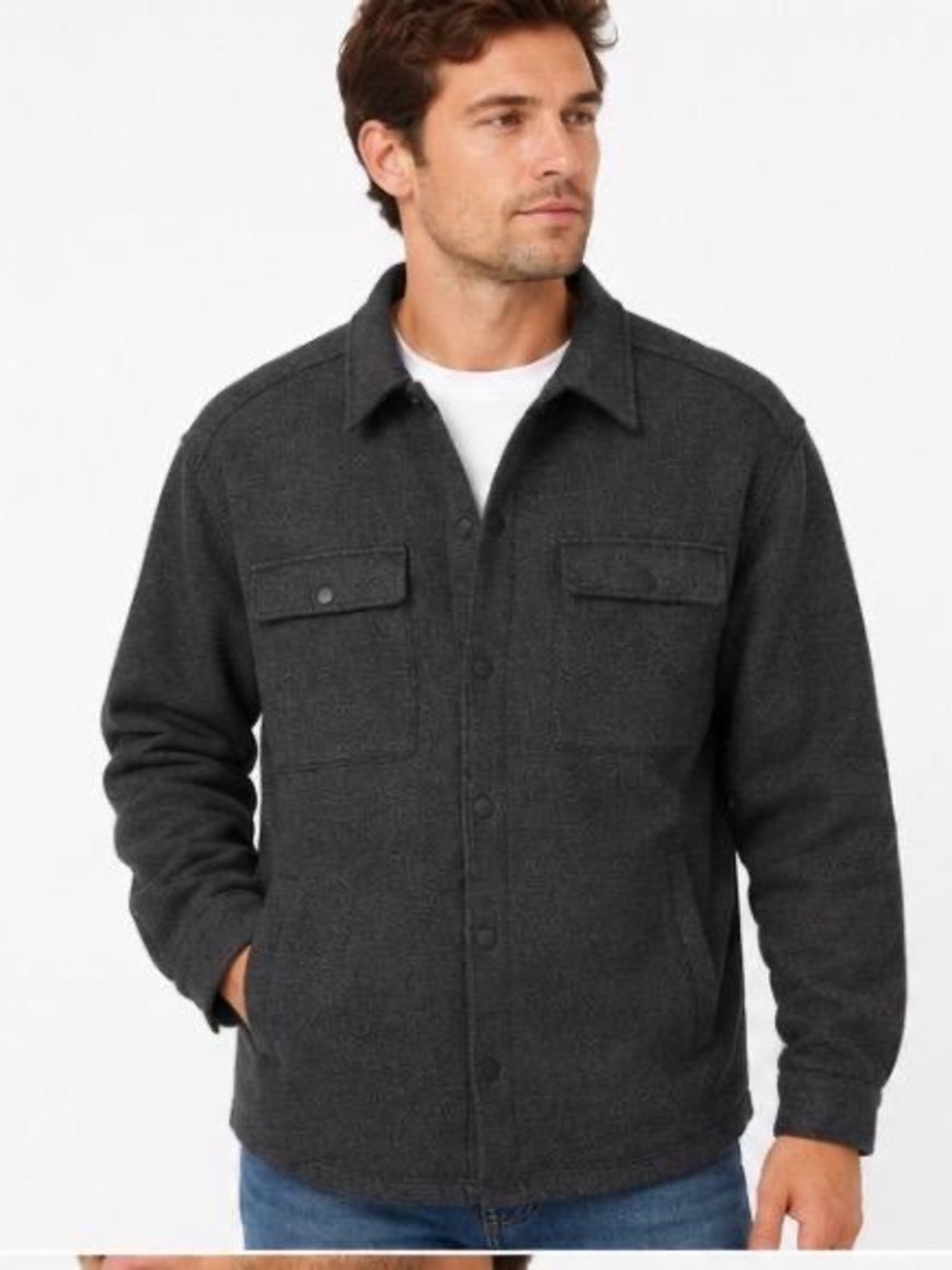 George Dark Charcoal Button-Up Shirt Jacket